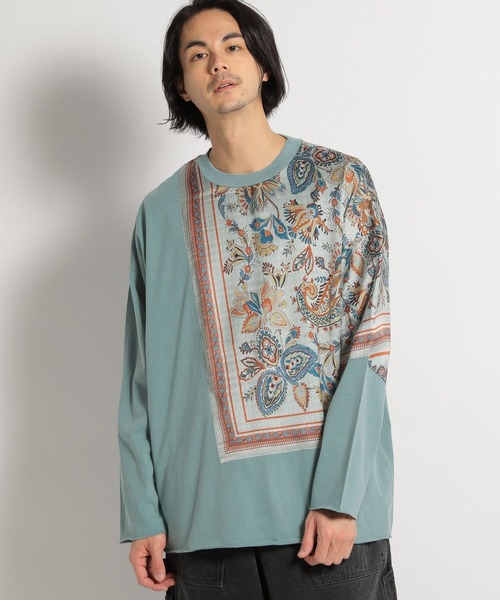 niko and...（ニコアンド）の「バンダナ切り替えプルオーバー（Tシャツ/カットソー・メンズ・ブルー/スモーク/チャコール・SMALL/MEDIUM/LARGE）」の10枚目の写真