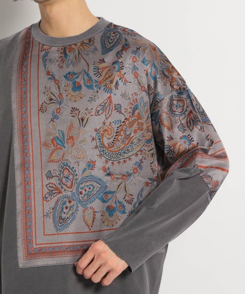 niko and...（ニコアンド）の「バンダナ切り替えプルオーバー（Tシャツ/カットソー・メンズ・ブルー/スモーク/チャコール・SMALL/MEDIUM/LARGE）」の14枚目の写真