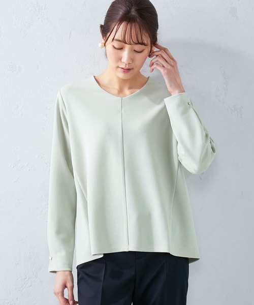 A/C DESIGN BY ALPHA CUBIC(エーシーデザインバイアルファキュービック)の「タックスリーブスムースプルオーバー(Tシャツ/カットソー・レディース・ライトグレー/ライトグリーン/ラベンダー・L/M)」の5枚目の写真