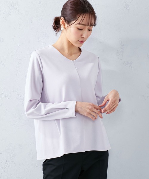 A/C DESIGN BY ALPHA CUBIC(エーシーデザインバイアルファキュービック)の「タックスリーブスムースプルオーバー(Tシャツ/カットソー・レディース・ライトグレー/ライトグリーン/ラベンダー・L/M)」の13枚目の写真