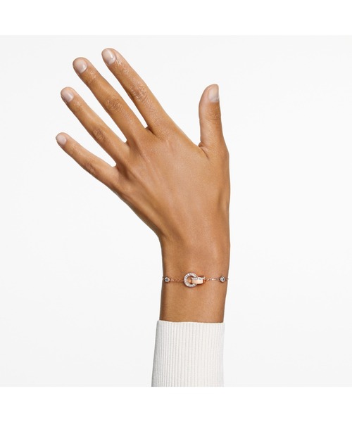 SWAROVSKI(スワロフスキー)の「【公式】【スワロフスキー】Dextera ブレスレット, インターロッキングループ, ホワイト, ローズゴールドトーン・プレーティング(ブレスレット・レディース・ホワイト・ONE SIZE)」の4枚目の写真