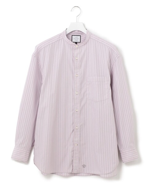 J.PRESS YORK STREET(ジェイプレスヨークストリート)の「【UNISEX】ストライプバンドカラー シャツ(シャツ/ブラウス・メンズ・サックスブルー系1/パープル系1/ピンク系1・SMALL/LARGE/X-LARGE/MEDIUM)」の3枚目の写真