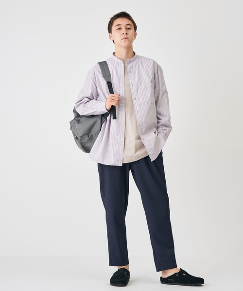 J.PRESS YORK STREET(ジェイプレスヨークストリート)の「【UNISEX】ストライプバンドカラー シャツ(シャツ/ブラウス・メンズ・サックスブルー系1/パープル系1/ピンク系1・SMALL/LARGE/X-LARGE/MEDIUM)」の5枚目の写真