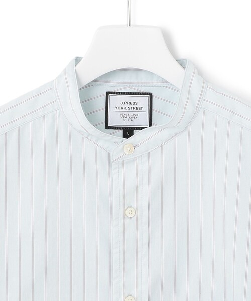 J.PRESS YORK STREET(ジェイプレスヨークストリート)の「【UNISEX】ストライプバンドカラー シャツ(シャツ/ブラウス・メンズ・サックスブルー系1/パープル系1/ピンク系1・SMALL/LARGE/X-LARGE/MEDIUM)」の9枚目の写真