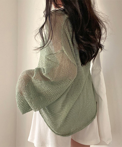 c.u.l（シーユーエル）の「透かし編みメッシュ長袖ニット culw173（ニット/セーター・レディース・グレイッシュブルー/アイボリー/グリーン・FREE）」の19枚目の写真