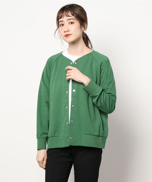 sm2rhythm(サマンサモスモスリズム)の「ラグランスリーブカーディガン(カーディガン/ボレロ・レディース・ブラック/グリーン/ベージュ・フリ-)」の1枚目の写真