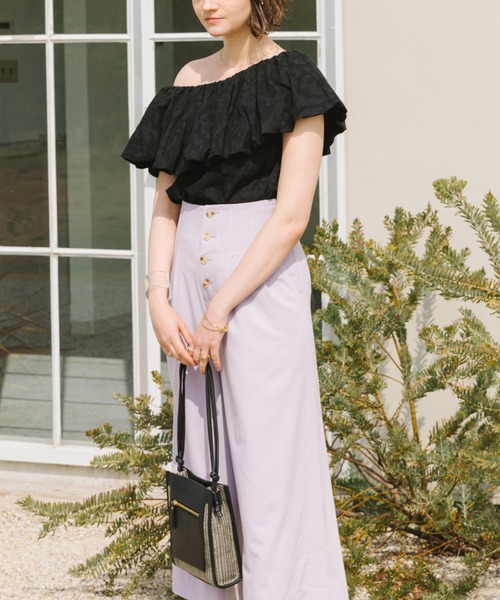 Cheek（チーク）の「バルーンオフショルブラウス（シャツ/ブラウス・レディース・ブラック/オフホワイト/ピンク・MEDIUM）」の8枚目の写真