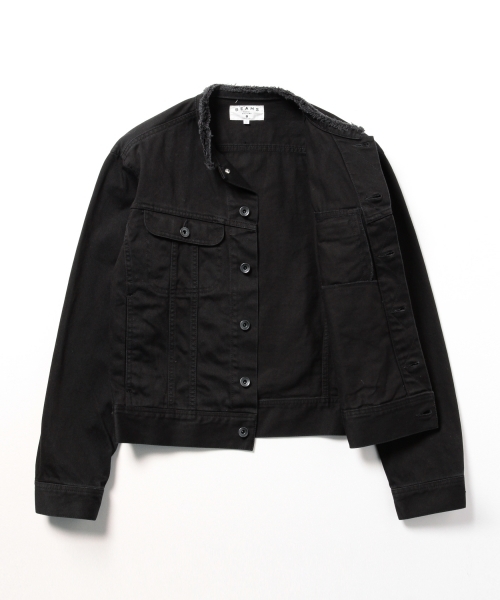 BEAMS（ビームス）の「○BEAMS / ノーカラー ジ-ジャン（デニムジャケット・メンズ・ブラック/ホワイト系その他・LARGE/SMALL/MEDIUM）」の4枚目の写真