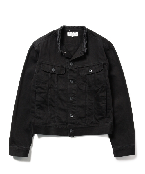 BEAMS（ビームス）の「○BEAMS / ノーカラー ジ-ジャン（デニムジャケット・メンズ・ブラック/ホワイト系その他・LARGE/SMALL/MEDIUM）」の7枚目の写真