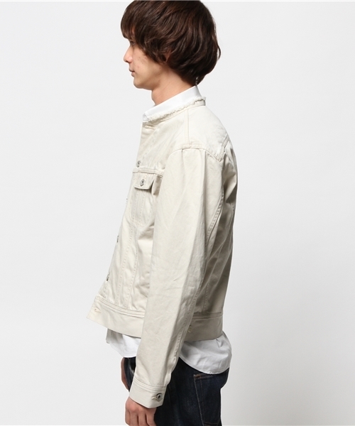 BEAMS（ビームス）の「○BEAMS / ノーカラー ジ-ジャン（デニムジャケット・メンズ・ブラック/ホワイト系その他・LARGE/SMALL/MEDIUM）」の9枚目の写真