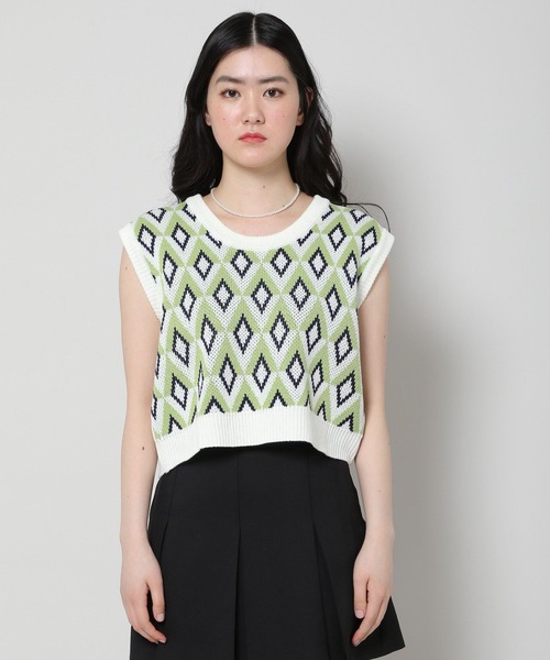 ALAND（エーランド）の「3.3Field Trip／ダイヤモンドニットベスト 2285580（ベスト・レディース・ライトグリーン/ラベンダー・FREE）」の5枚目の写真