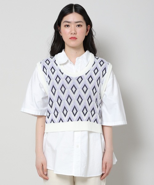 ALAND（エーランド）の「3.3Field Trip／ダイヤモンドニットベスト 2285580（ベスト・レディース・ライトグリーン/ラベンダー・FREE）」の8枚目の写真