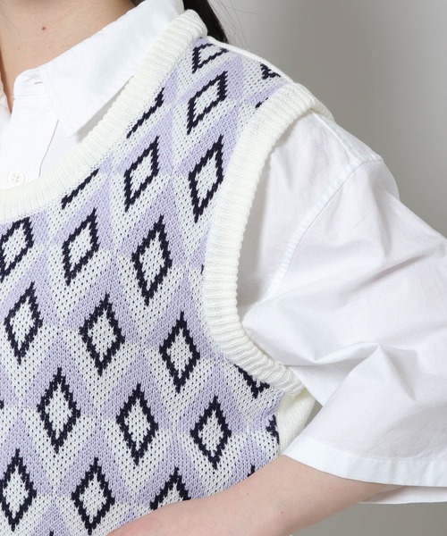 ALAND（エーランド）の「3.3Field Trip／ダイヤモンドニットベスト 2285580（ベスト・レディース・ライトグリーン/ラベンダー・FREE）」の12枚目の写真