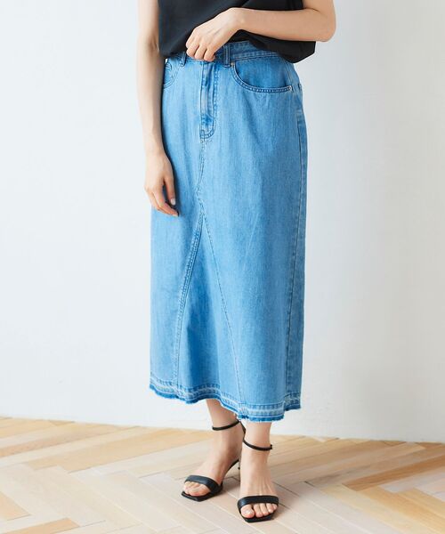 le.coeur blanc（ルクールブラン）の「デニムトラペーズスカート（デニムスカート・レディース・ブラック/ブルー・38/36）」の4枚目の写真