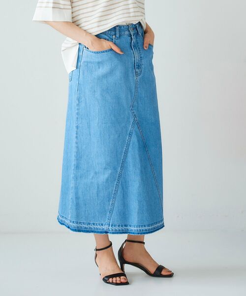 le.coeur blanc（ルクールブラン）の「デニムトラペーズスカート（デニムスカート・レディース・ブラック/ブルー・38/36）」の5枚目の写真