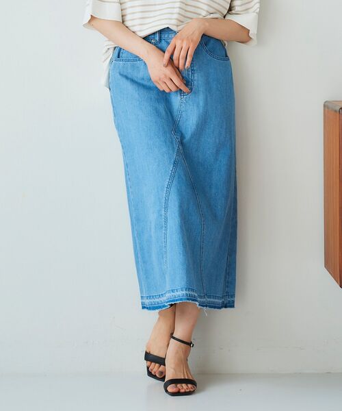 le.coeur blanc（ルクールブラン）の「デニムトラペーズスカート（デニムスカート・レディース・ブラック/ブルー・38/36）」の7枚目の写真