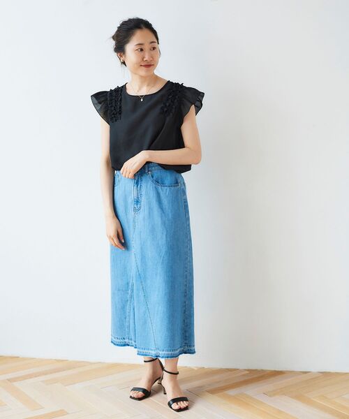 le.coeur blanc（ルクールブラン）の「デニムトラペーズスカート（デニムスカート・レディース・ブラック/ブルー・38/36）」の8枚目の写真