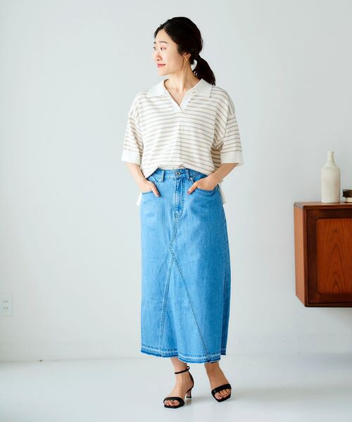 le.coeur blanc（ルクールブラン）の「デニムトラペーズスカート（デニムスカート・レディース・ブラック/ブルー・38/36）」の10枚目の写真