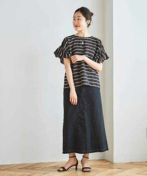 le.coeur blanc（ルクールブラン）の「デニムトラペーズスカート（デニムスカート・レディース・ブラック/ブルー・38/36）」の18枚目の写真