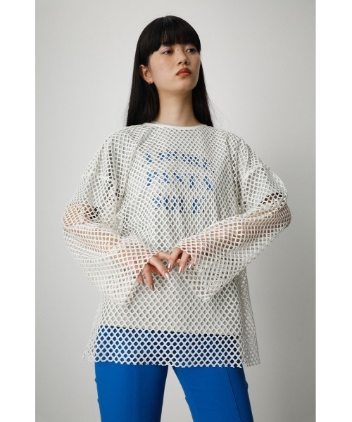 AZUL by moussy(アズールバイマウジー)の「2WAY MESH PULLOVER/2WAYメッシュプルオーバー(Tシャツ/カットソー・レディース・オフホワイト/イエロー系その他/ブラック・FREE)」の2枚目の写真