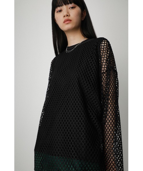 AZUL by moussy(アズールバイマウジー)の「2WAY MESH PULLOVER/2WAYメッシュプルオーバー(Tシャツ/カットソー・レディース・オフホワイト/イエロー系その他/ブラック・FREE)」の3枚目の写真