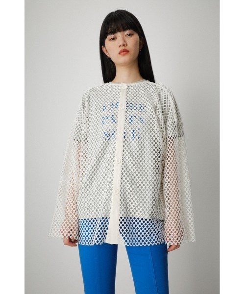 AZUL by moussy(アズールバイマウジー)の「2WAY MESH PULLOVER/2WAYメッシュプルオーバー(Tシャツ/カットソー・レディース・オフホワイト/イエロー系その他/ブラック・FREE)」の5枚目の写真