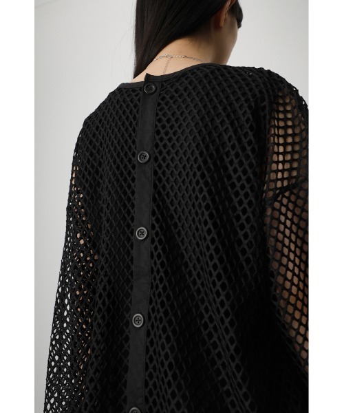 AZUL by moussy(アズールバイマウジー)の「2WAY MESH PULLOVER/2WAYメッシュプルオーバー(Tシャツ/カットソー・レディース・オフホワイト/イエロー系その他/ブラック・FREE)」の6枚目の写真
