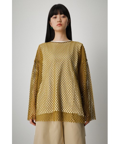 AZUL by moussy(アズールバイマウジー)の「2WAY MESH PULLOVER/2WAYメッシュプルオーバー(Tシャツ/カットソー・レディース・オフホワイト/イエロー系その他/ブラック・FREE)」の7枚目の写真
