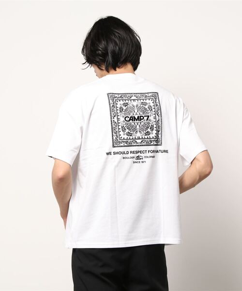 CAMP7（キャンプセブン）の「【CAMP7】ペイズリーボックスＴシャツ（Tシャツ/カットソー・メンズ・ブラック/グリーン/ホワイト/オレンジ・S/M/XL/L）」の8枚目の写真