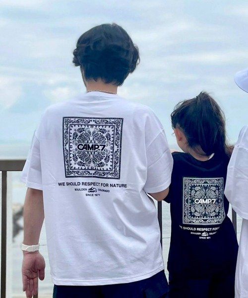 CAMP7（キャンプセブン）の「【CAMP7】ペイズリーボックスＴシャツ（Tシャツ/カットソー・メンズ・ブラック/グリーン/ホワイト/オレンジ・S/M/XL/L）」の2枚目の写真