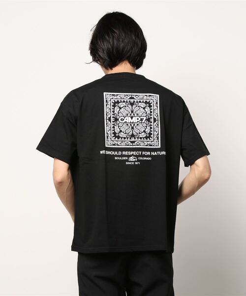 CAMP7（キャンプセブン）の「【CAMP7】ペイズリーボックスＴシャツ（Tシャツ/カットソー・メンズ・ブラック/グリーン/ホワイト/オレンジ・S/M/XL/L）」の3枚目の写真