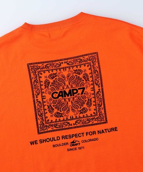 CAMP7（キャンプセブン）の「【CAMP7】ペイズリーボックスＴシャツ（Tシャツ/カットソー・メンズ・ブラック/グリーン/ホワイト/オレンジ・S/M/XL/L）」の17枚目の写真