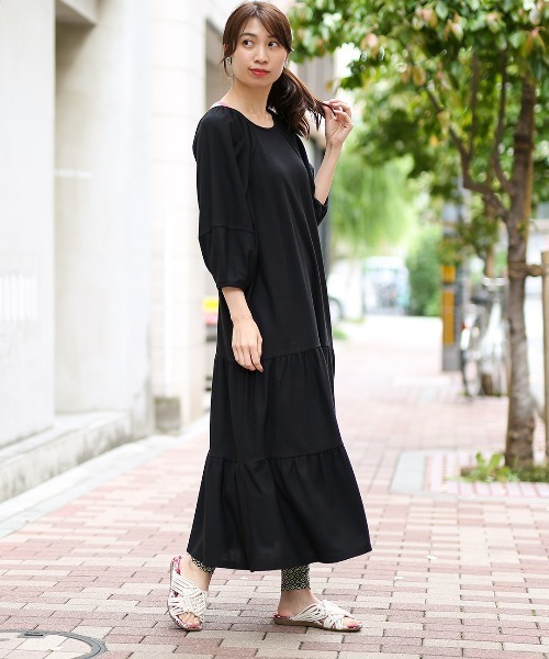 チチカカ（チチカカ）の「2WAY袖ボリュームティアードワンピース（ワンピース・レディース・ブラック/ブルー/ライトグリーン・FREE）」の9枚目の写真