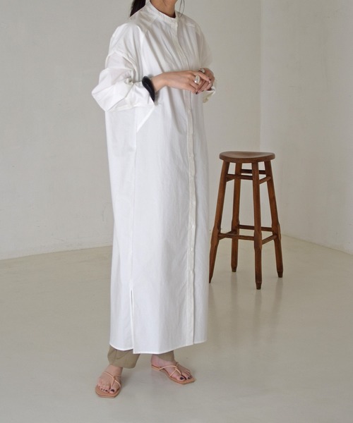 Marient（マリエント）の「タイプライターロングシャツOP/ワンピ（シャツワンピース・レディース・ホワイト/ホワイト×ブラック・FREE）」の3枚目の写真