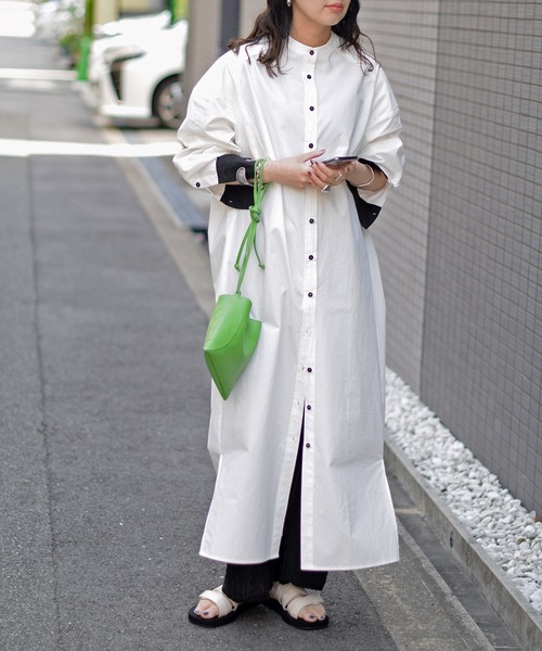 Marient（マリエント）の「タイプライターロングシャツOP/ワンピ（シャツワンピース・レディース・ホワイト/ホワイト×ブラック・FREE）」の16枚目の写真