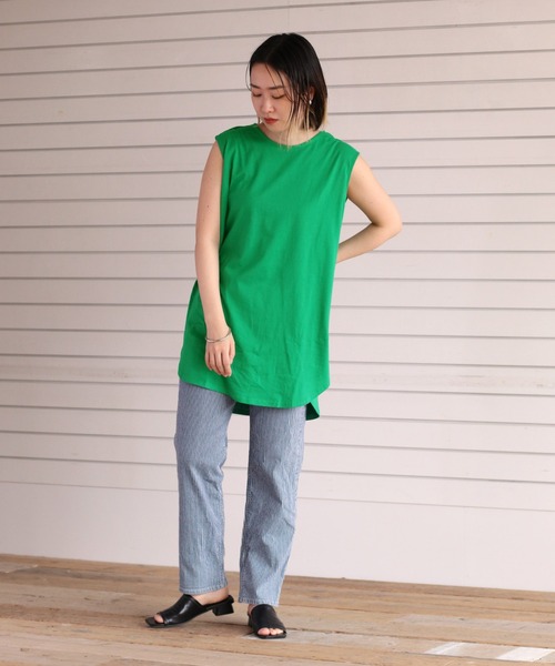 cepo(セポ)の「スリットロングノースリーブTee(Tシャツ/カットソー・レディース・グリーン/オフホワイト/ブラック・M)」の13枚目の写真