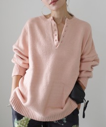 HEILIS（ヘイリス）の「【定番人気！HIT ITEM！】【新色追加】《hideka select》ヘンリーネックオーバーサイズニット / ヘンリーネックニット ヘンリーネックトップス ビッグサイズ カラーニット ブラック アイボリー オフホワイト オレンジ イエロー グリーン ピンク ベージュ 杢 秋服 冬服 韓国 ノームコア ヘンリーネック 長袖 カジュアル シンプル（ニット/セーター）」