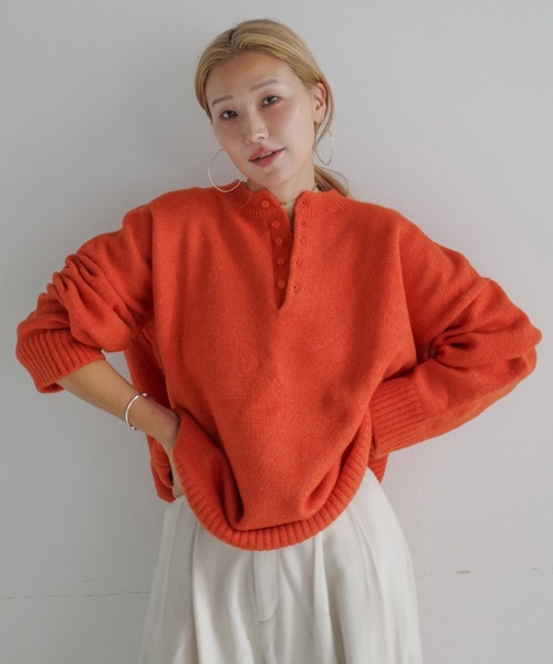 現行完売品✨45R スムースの908ヘンリー　ブラック　ヘンリーネックニット Healthknit（ヘルスニット）/ ワイドボーダー ヘンリーネック 長袖