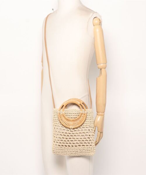 LBC（エルビーシー）の「ラタンマルハンドルペーパーショルダーバッグ（ショルダーバッグ・レディース・ベージュ/ライトブラウン・FREE）」の3枚目の写真