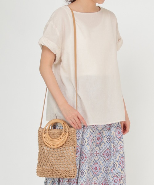 LBC（エルビーシー）の「ラタンマルハンドルペーパーショルダーバッグ（ショルダーバッグ・レディース・ベージュ/ライトブラウン・FREE）」の2枚目の写真