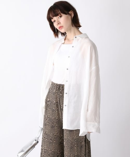 JEANASIS（ジーナシス）の「TリネンレギュラーシャツLS/347307（シャツ/ブラウス・レディース・ホワイト/ブラック/オレンジ/グリーン系その他・FREE）」の7枚目の写真