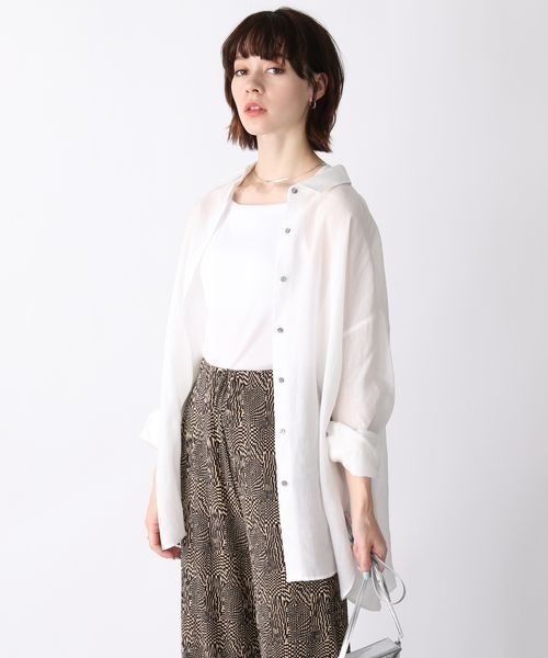 JEANASIS（ジーナシス）の「TリネンレギュラーシャツLS/347307（シャツ/ブラウス・レディース・ホワイト/ブラック/オレンジ/グリーン系その他・FREE）」の8枚目の写真