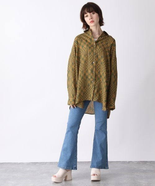 JEANASIS（ジーナシス）の「TリネンレギュラーシャツLS/347307（シャツ/ブラウス・レディース・ホワイト/ブラック/オレンジ/グリーン系その他・FREE）」の9枚目の写真