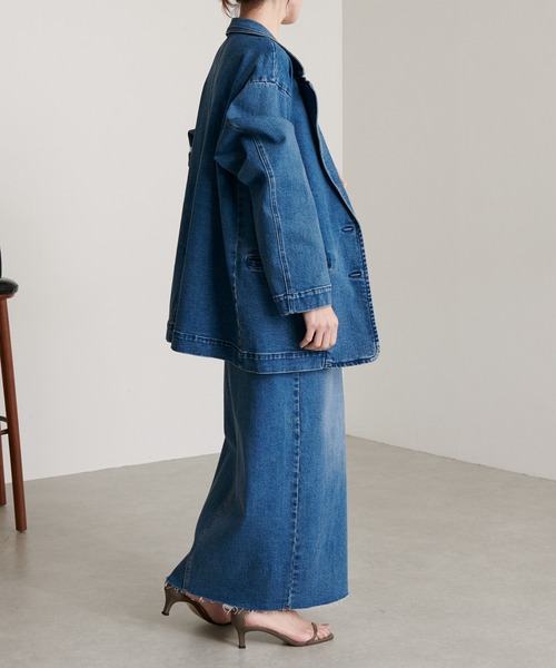 COLLAGE GALLARDAGALANTE(コラージュガリャルダガランテ)の「スランティングスカート/Q.anos/キュアノス(デニムスカート・レディース・ブルー・1/0)」の15枚目の写真