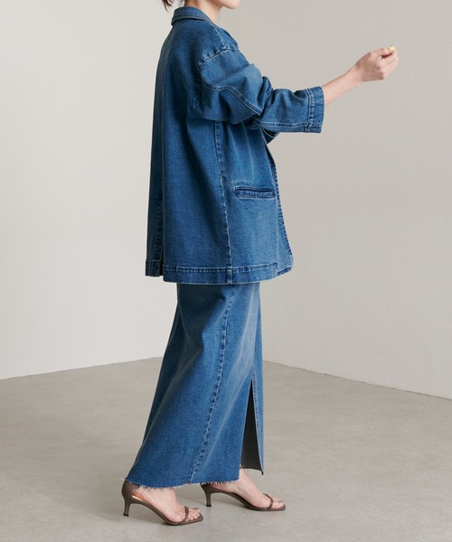 COLLAGE GALLARDAGALANTE(コラージュガリャルダガランテ)の「スランティングスカート/Q.anos/キュアノス(デニムスカート・レディース・ブルー・1/0)」の12枚目の写真