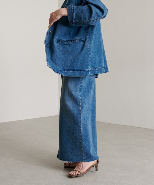 COLLAGE GALLARDAGALANTE(コラージュガリャルダガランテ)の「スランティングスカート/Q.anos/キュアノス(デニムスカート・レディース・ブルー・1/0)」の8枚目の写真