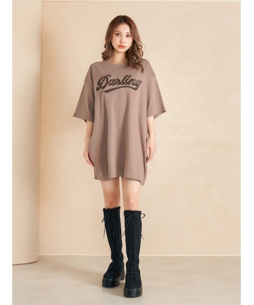 Darich(ダーリッチ)の「ボックスDRビッグTシャツ(Tシャツ/カットソー・レディース・ホワイト/ピンク/モカ・FREE)」の4枚目の写真