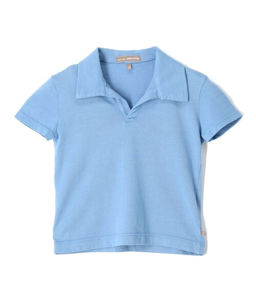 JAMES PERSE(ジェームスパース)の「ベビー スキッパーカラー ハーフスリーブプルオーバー ILJ3017(Tシャツ/カットソー・キッズ・ホワイト/ダークブルー・4/05/06)」の1枚目の写真