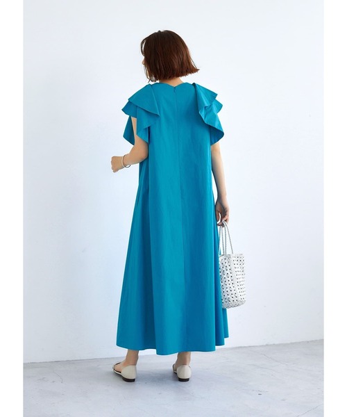 STYLE DELI（スタイルデリ）の「ダブルフリルスリーブワンピース（ワンピース・レディース・ブラック/ターコイズブルー・01/02）」の15枚目の写真