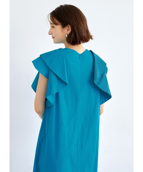STYLE DELI（スタイルデリ）の「ダブルフリルスリーブワンピース（ワンピース・レディース・ブラック/ターコイズブルー・01/02）」の5枚目の写真